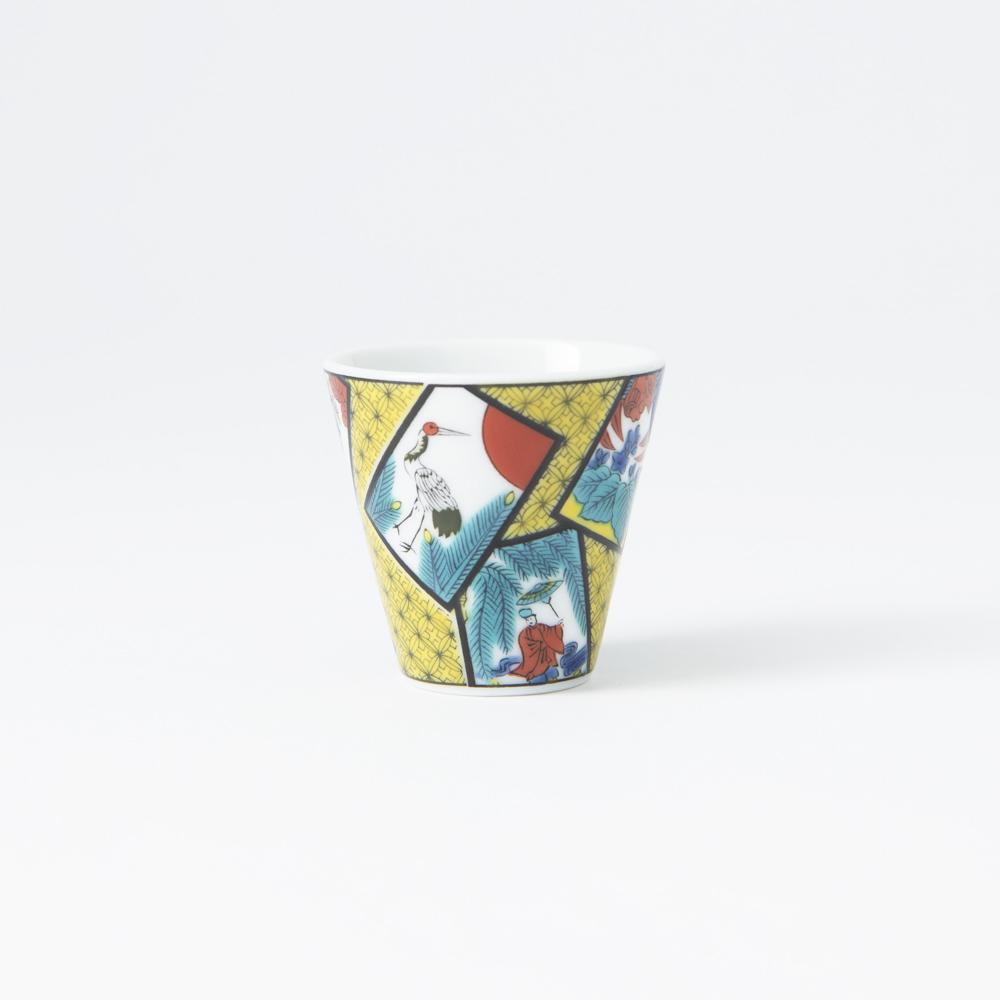 Seikou Kiln Hanafuda Kutani Ochoko Sake Cup - MUSUBI KILN - Quality Japanese Tableware and Gift