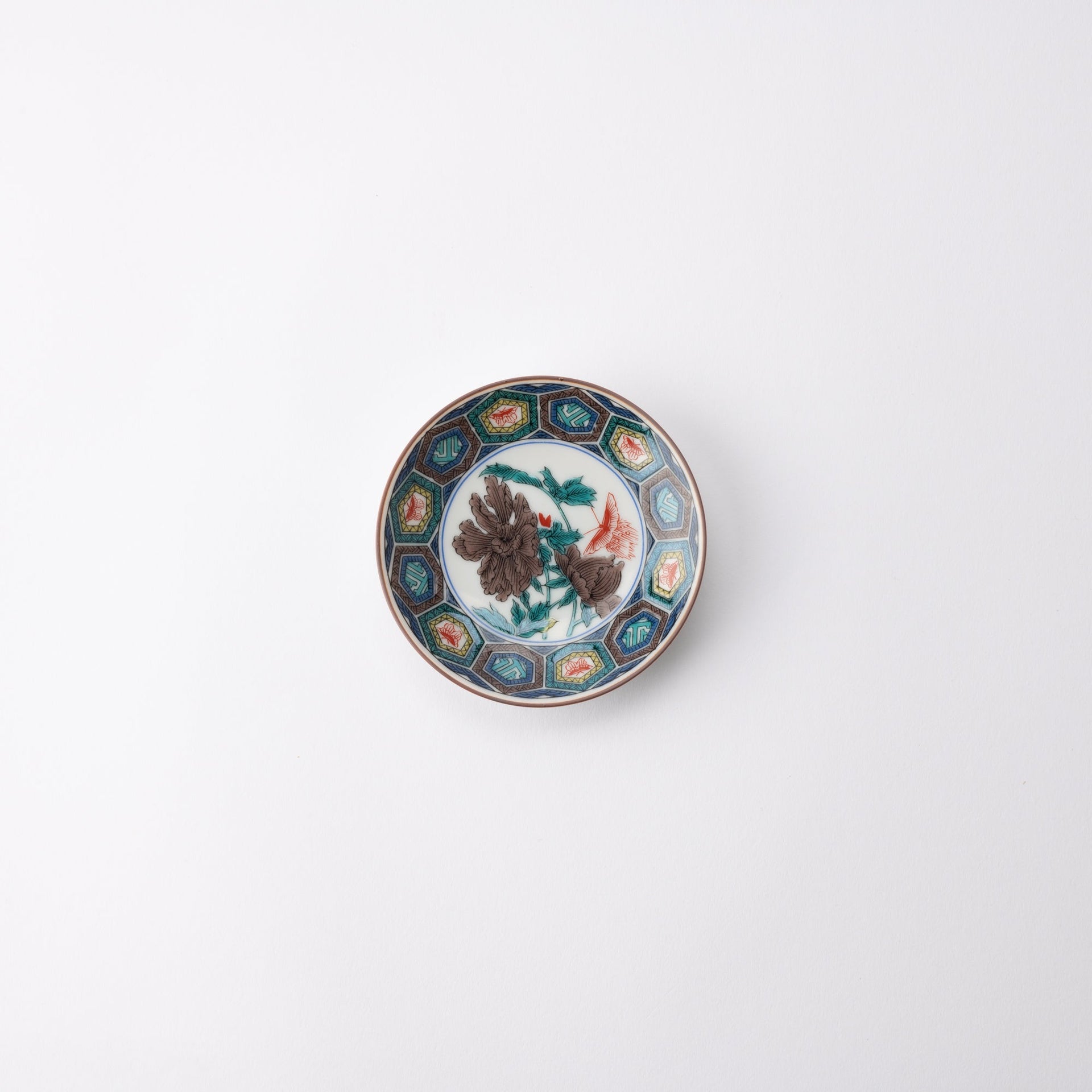 Hexagonal Pattern Peony Sauce Plate