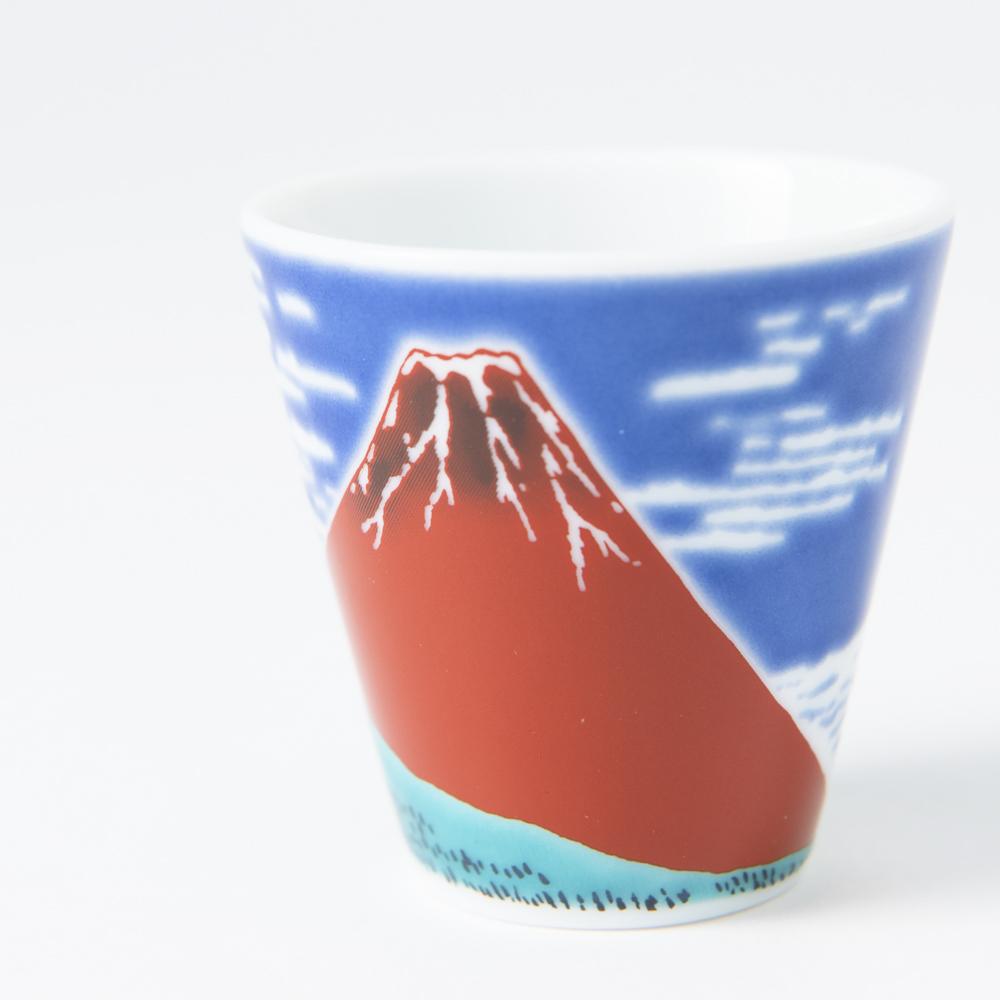 Seikou Kiln Hokusai Fuji Kutani Ochoko Sake Cup - MUSUBI KILN - Quality Japanese Tableware and Gift