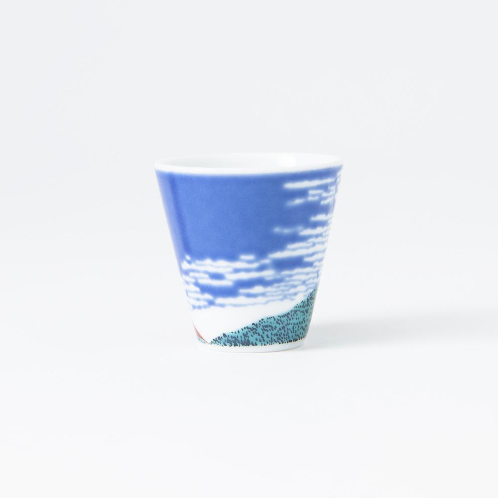 Seikou Kiln Hokusai Fuji Kutani Ochoko Sake Cup - MUSUBI KILN - Quality Japanese Tableware and Gift