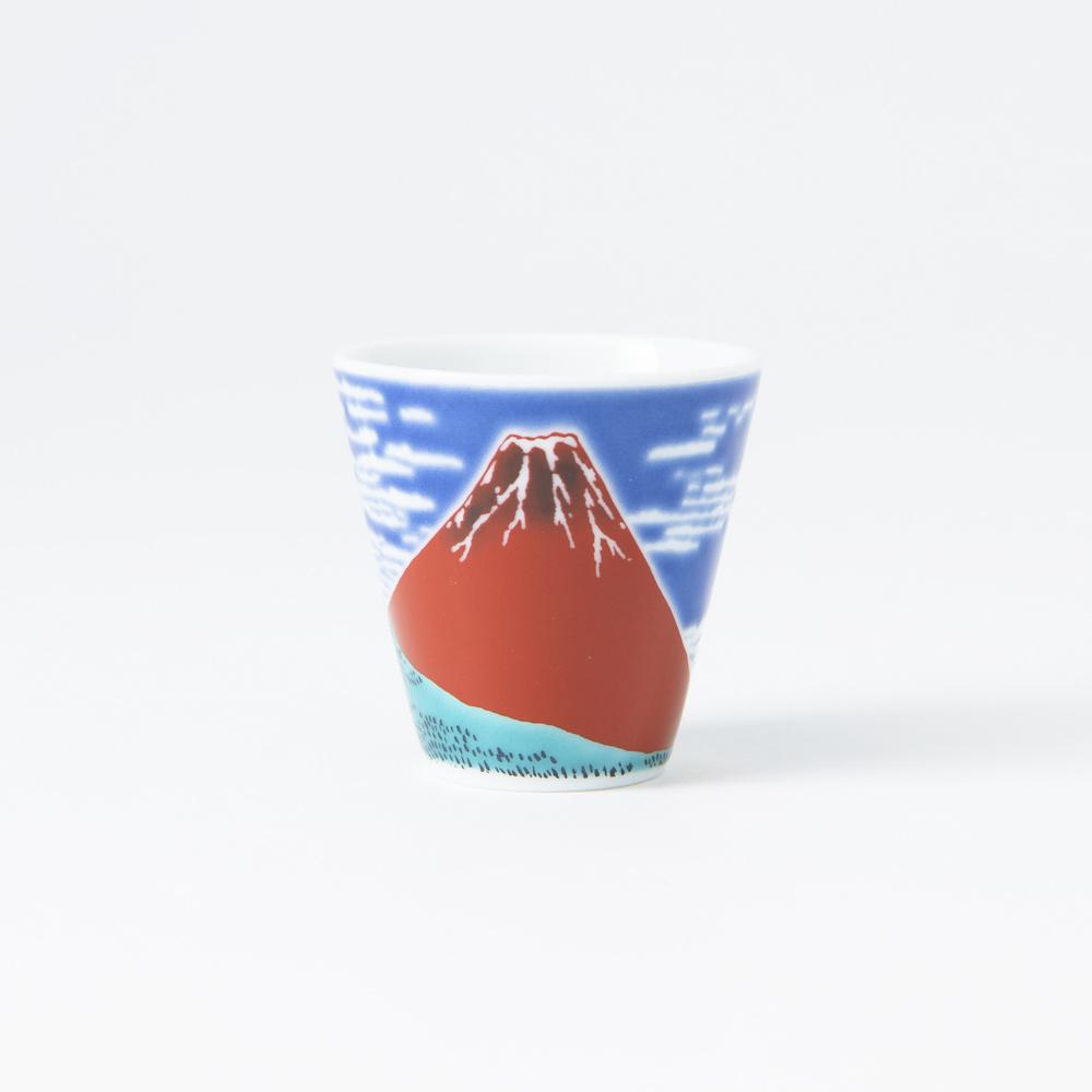 Seikou Kiln Hokusai Fuji Kutani Ochoko Sake Cup - MUSUBI KILN - Quality Japanese Tableware and Gift