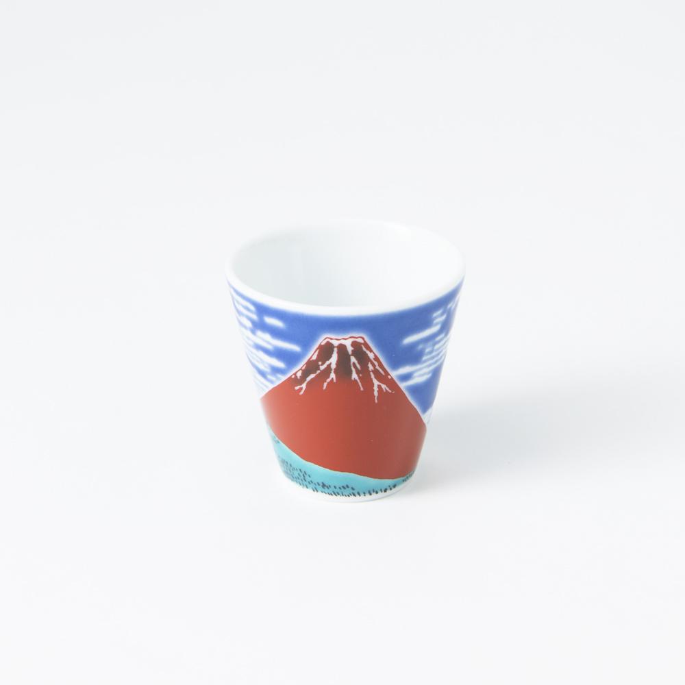 Seikou Kiln Hokusai Fuji Kutani Ochoko Sake Cup - MUSUBI KILN - Quality Japanese Tableware and Gift