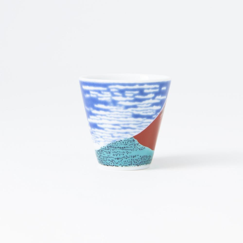 Seikou Kiln Hokusai Fuji Kutani Ochoko Sake Cup - MUSUBI KILN - Quality Japanese Tableware and Gift