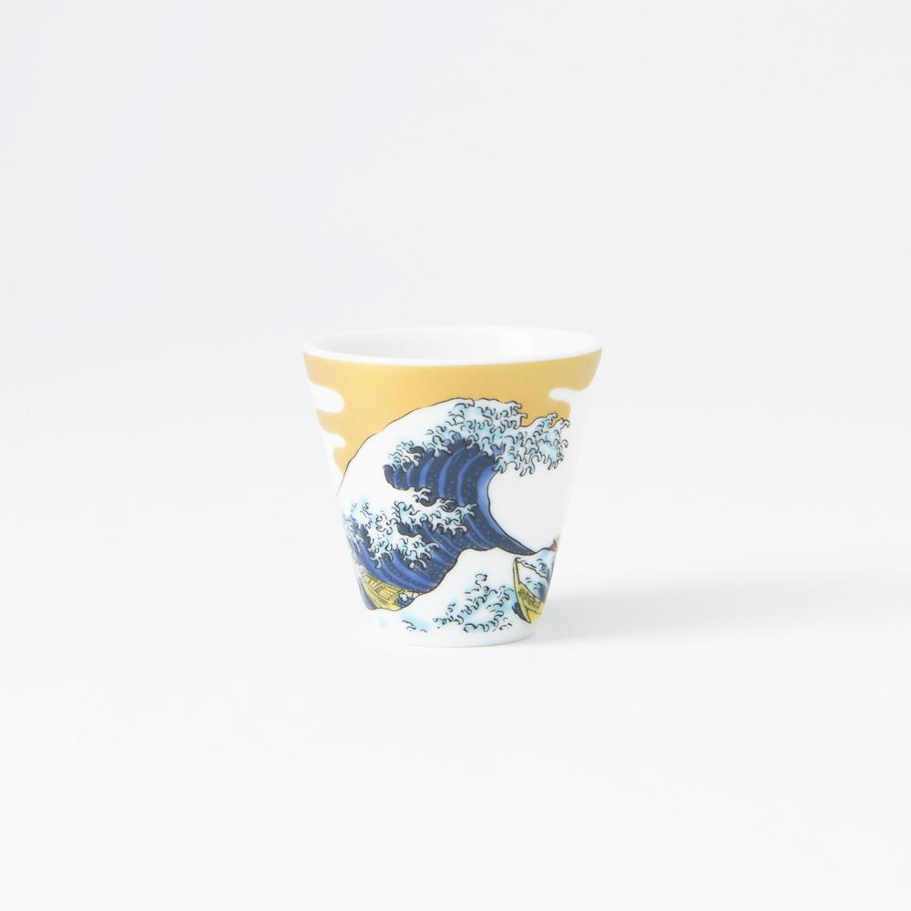 Seikou Kiln Hokusai Wave Kutani Ochoko Sake Cup - MUSUBI KILN - Quality Japanese Tableware and Gift