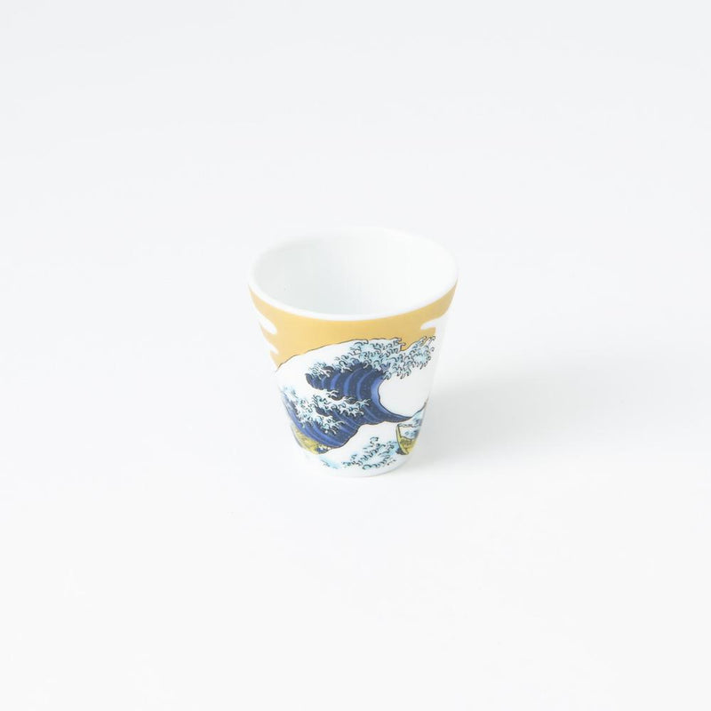 Seikou Kiln Hokusai Wave Kutani Ochoko Sake Cup - MUSUBI KILN - Quality Japanese Tableware and Gift