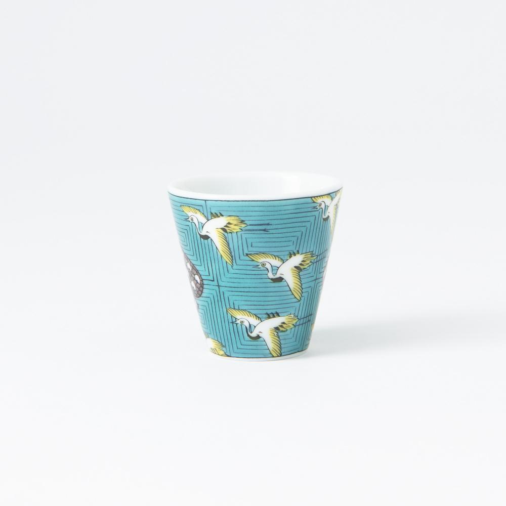 Seikou Kiln Japanese Cranes Kutani Ochoko Sake Cup - MUSUBI KILN - Quality Japanese Tableware and Gift