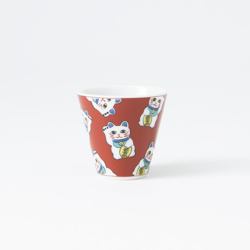 Seikou Kiln Lucky Cat Kutani Ochoko Sake Cup - MUSUBI KILN - Quality Japanese Tableware and Gift