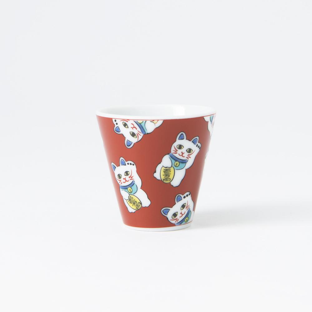 Seikou Kiln Lucky Cat Kutani Ochoko Sake Cup - MUSUBI KILN - Quality Japanese Tableware and Gift