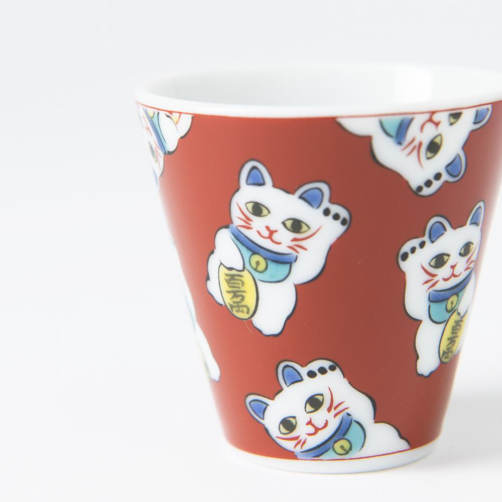 Seikou Kiln Lucky Cat Kutani Ochoko Sake Cup - MUSUBI KILN - Quality Japanese Tableware and Gift