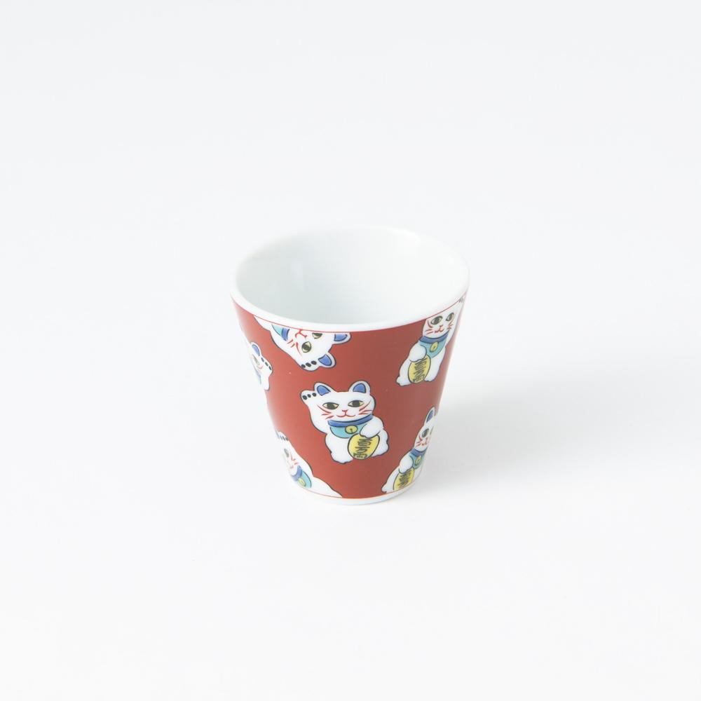 Seikou Kiln Lucky Cat Kutani Ochoko Sake Cup - MUSUBI KILN - Quality Japanese Tableware and Gift