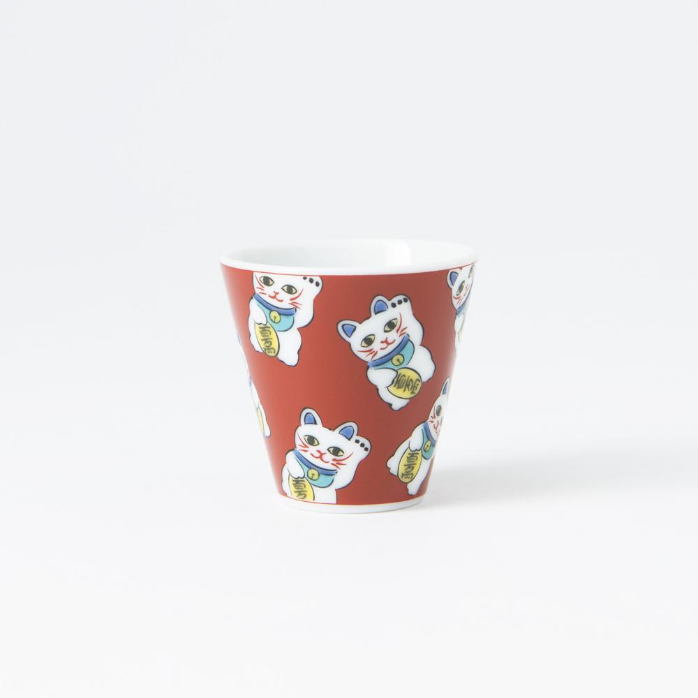 Seikou Kiln Lucky Cat Kutani Ochoko Sake Cup - MUSUBI KILN - Quality Japanese Tableware and Gift