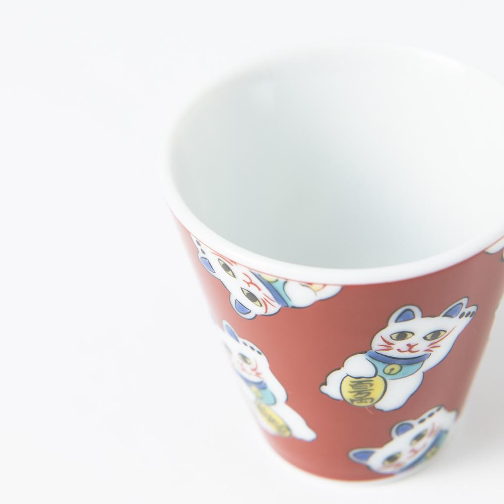 Seikou Kiln Lucky Cat Kutani Ochoko Sake Cup - MUSUBI KILN - Quality Japanese Tableware and Gift