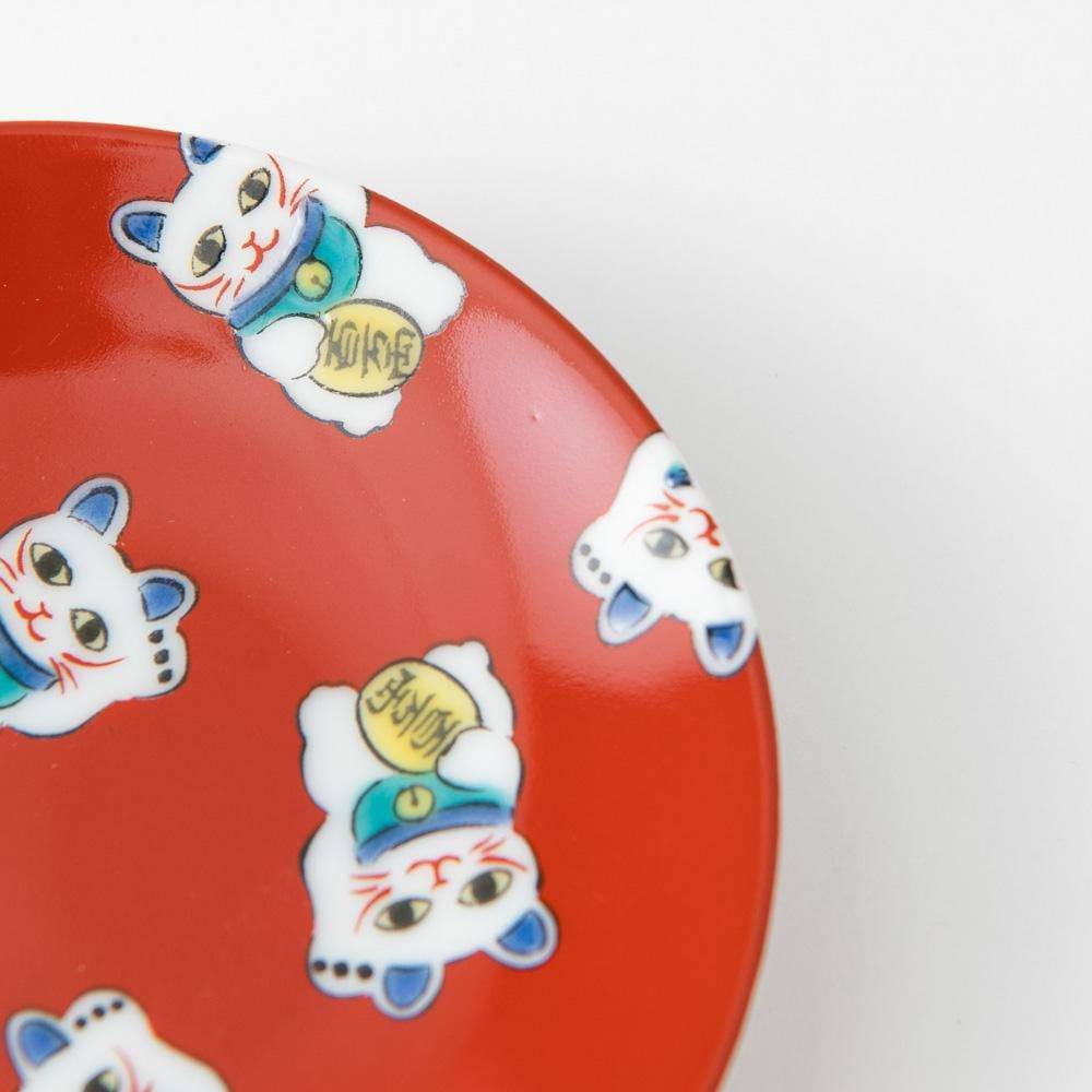 Seikou Kiln Lucky Cat Kutani Sauce Plate - MUSUBI KILN - Quality Japanese Tableware and Gift