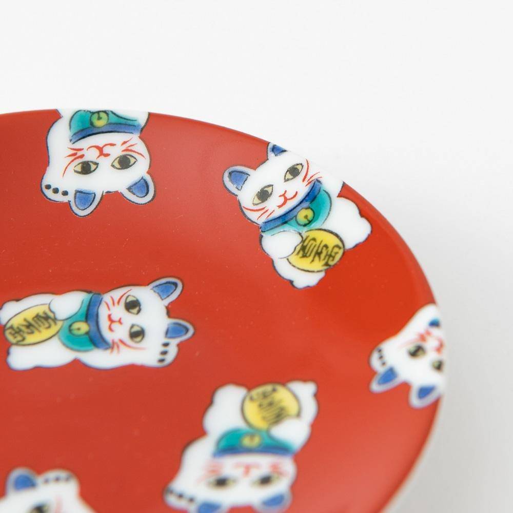 Seikou Kiln Lucky Cat Kutani Sauce Plate - MUSUBI KILN - Quality Japanese Tableware and Gift