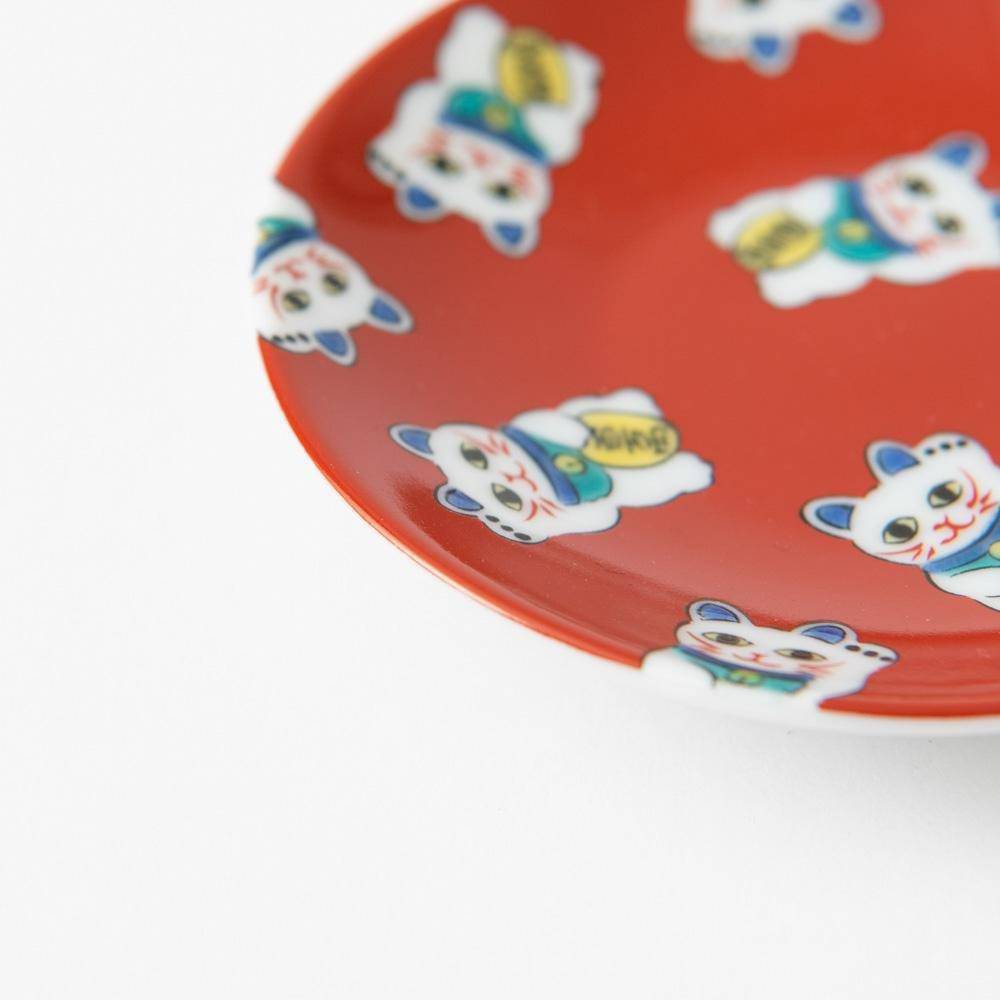 Seikou Kiln Lucky Cat Kutani Sauce Plate - MUSUBI KILN - Quality Japanese Tableware and Gift