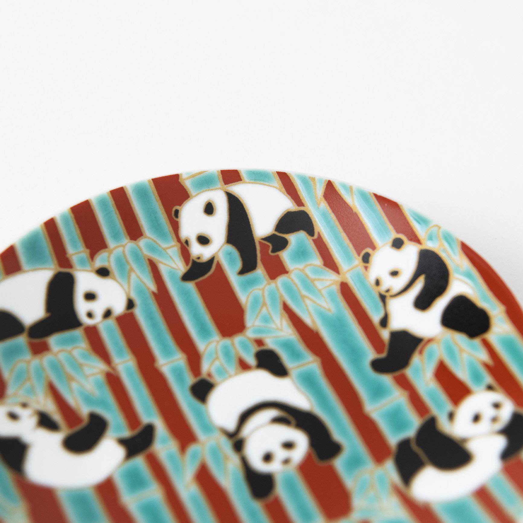 Seikou Kiln Panda Kutani Sauce Plate - MUSUBI KILN - Quality Japanese Tableware and Gift