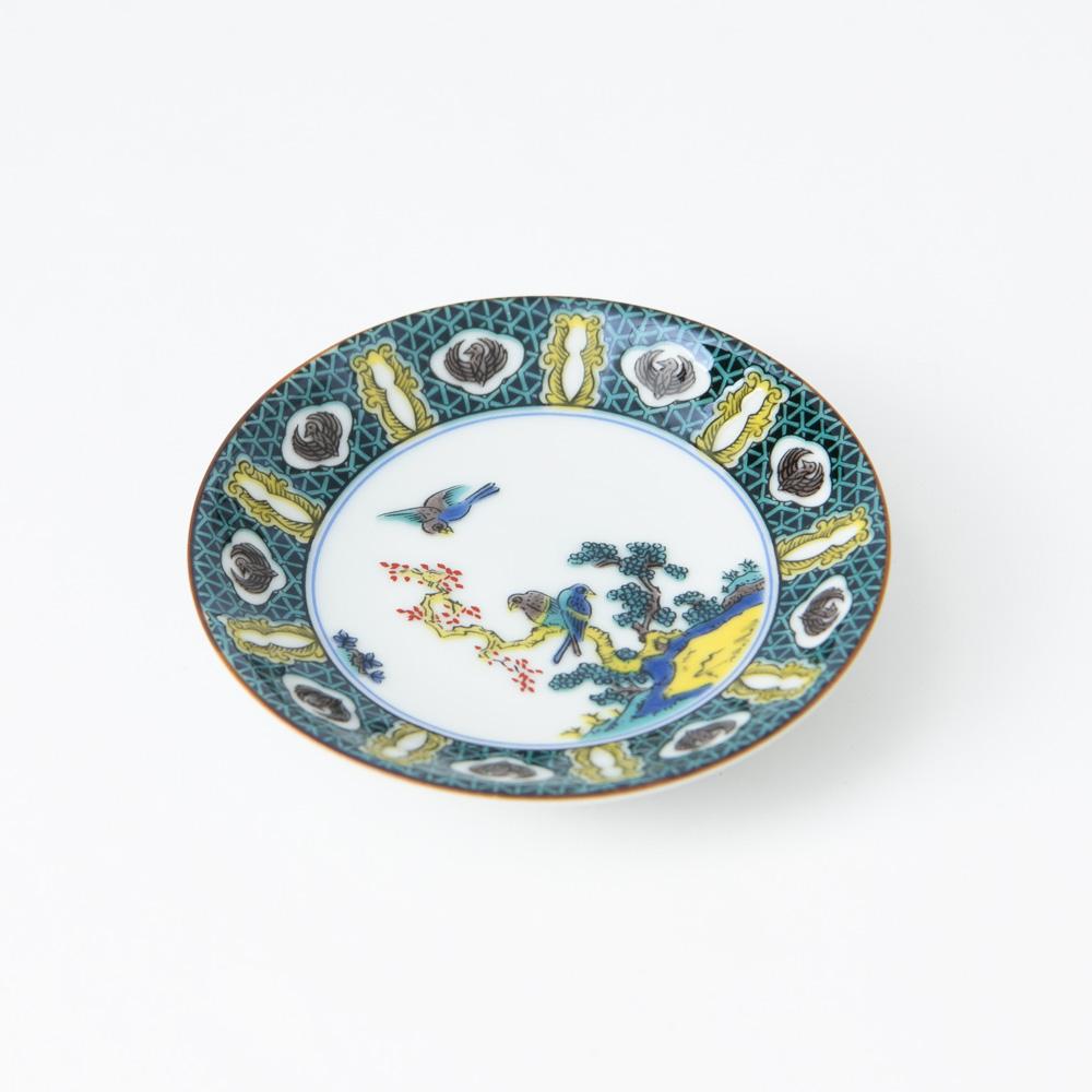 Seikou Kiln Pine and Bird Kutani Sauce Plate - MUSUBI KILN - Quality Japanese Tableware and Gift