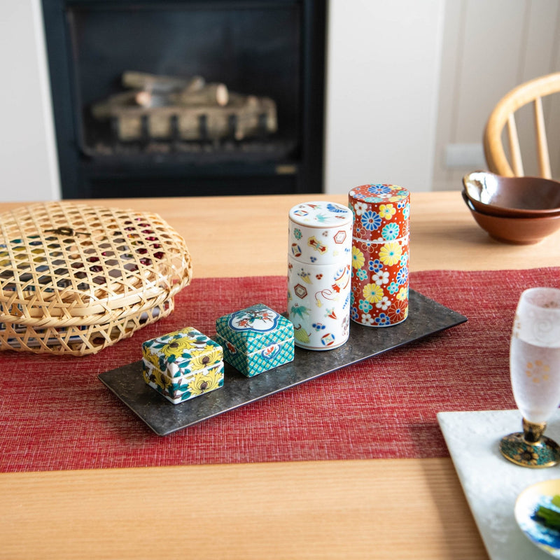 Seikou Kiln Plum and Chrysanthemum Kutani Sake Set - MUSUBI KILN - Quality Japanese Tableware and Gift