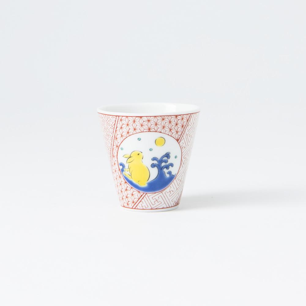 Seikou Kiln Rabbit and the Moon Kutani Ochoko Sake Cup - MUSUBI KILN - Quality Japanese Tableware and Gift