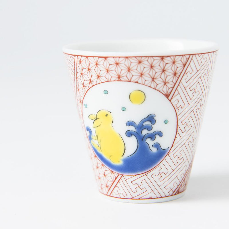 Seikou Kiln Rabbit and the Moon Kutani Ochoko Sake Cup - MUSUBI KILN - Quality Japanese Tableware and Gift