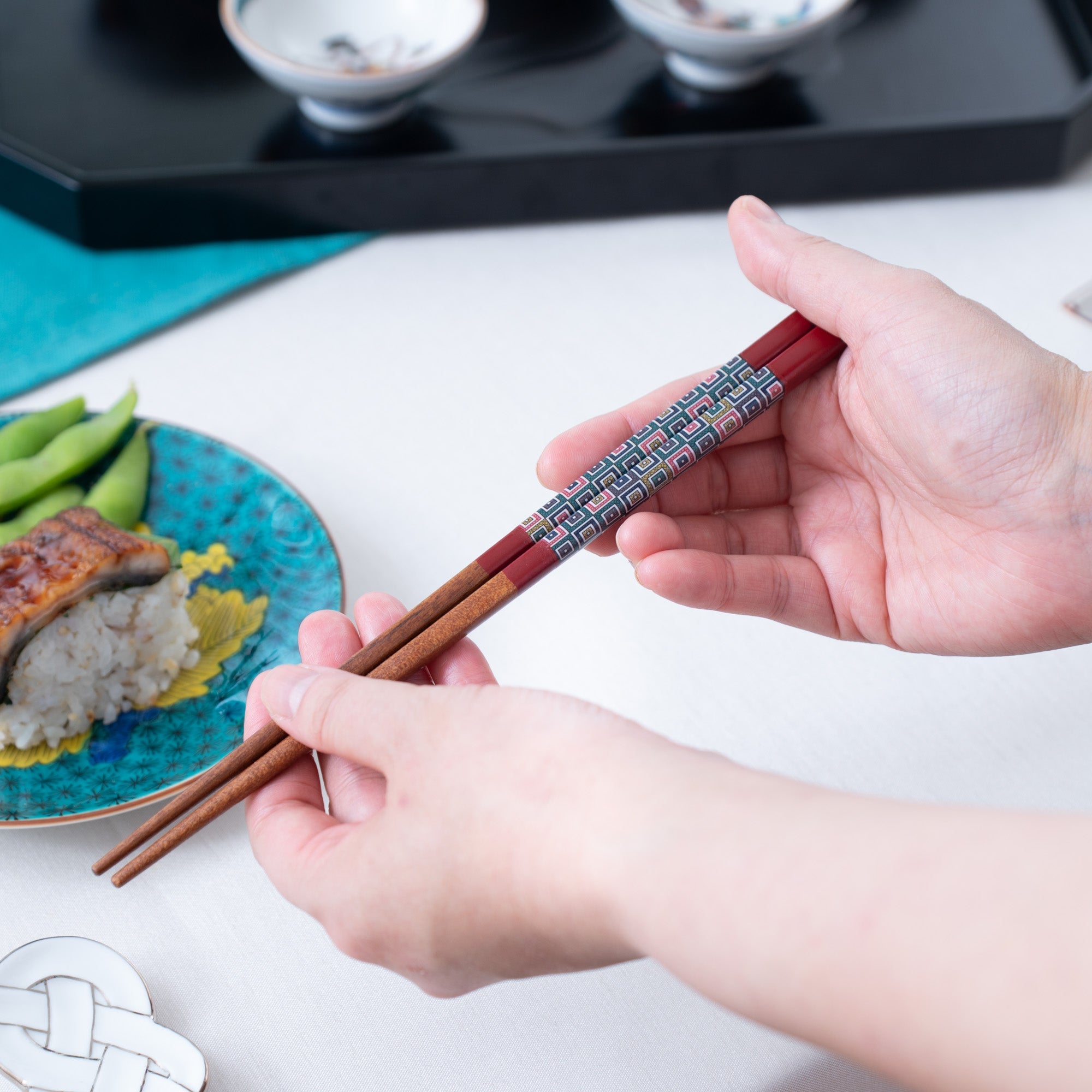 Seikou Kiln Red Kutani Color Reusable Chopsticks 21 cm (8.2 in) - MUSUBI KILN - Quality Japanese Tableware and Gift