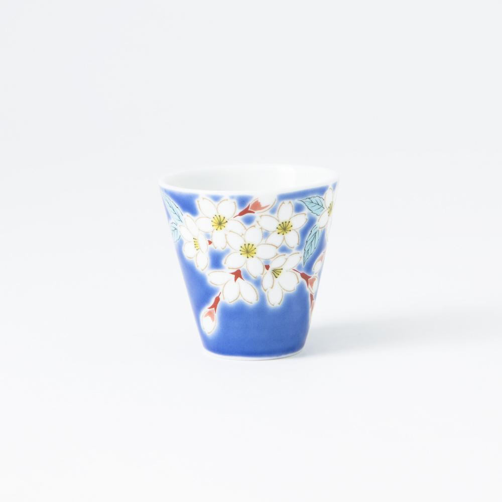 Seikou Kiln Sakura Kutani Ochoko Sake Cup - MUSUBI KILN - Quality Japanese Tableware and Gift