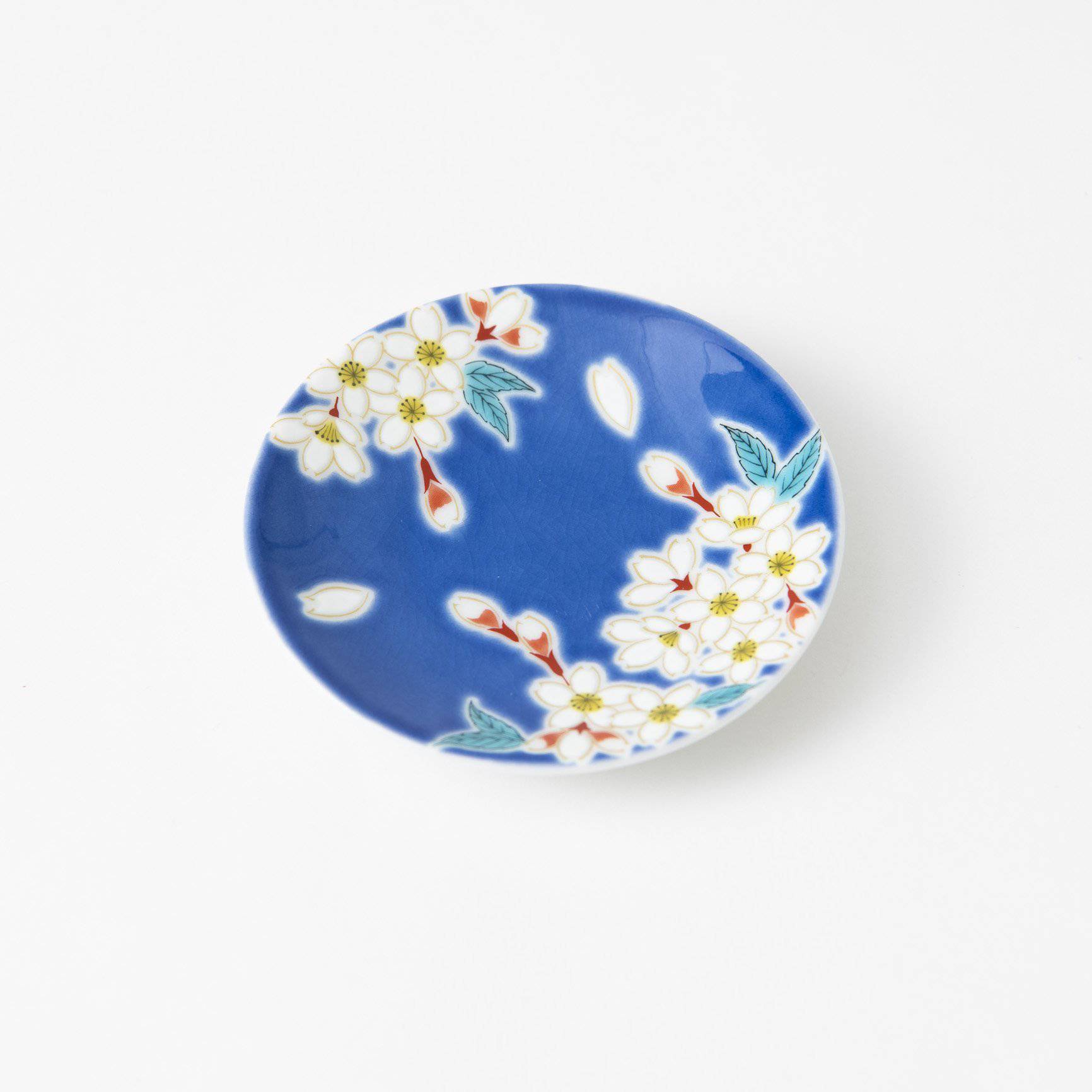 Seikou Kiln Sakura Kutani Sauce Plate - MUSUBI KILN - Quality Japanese Tableware and Gift