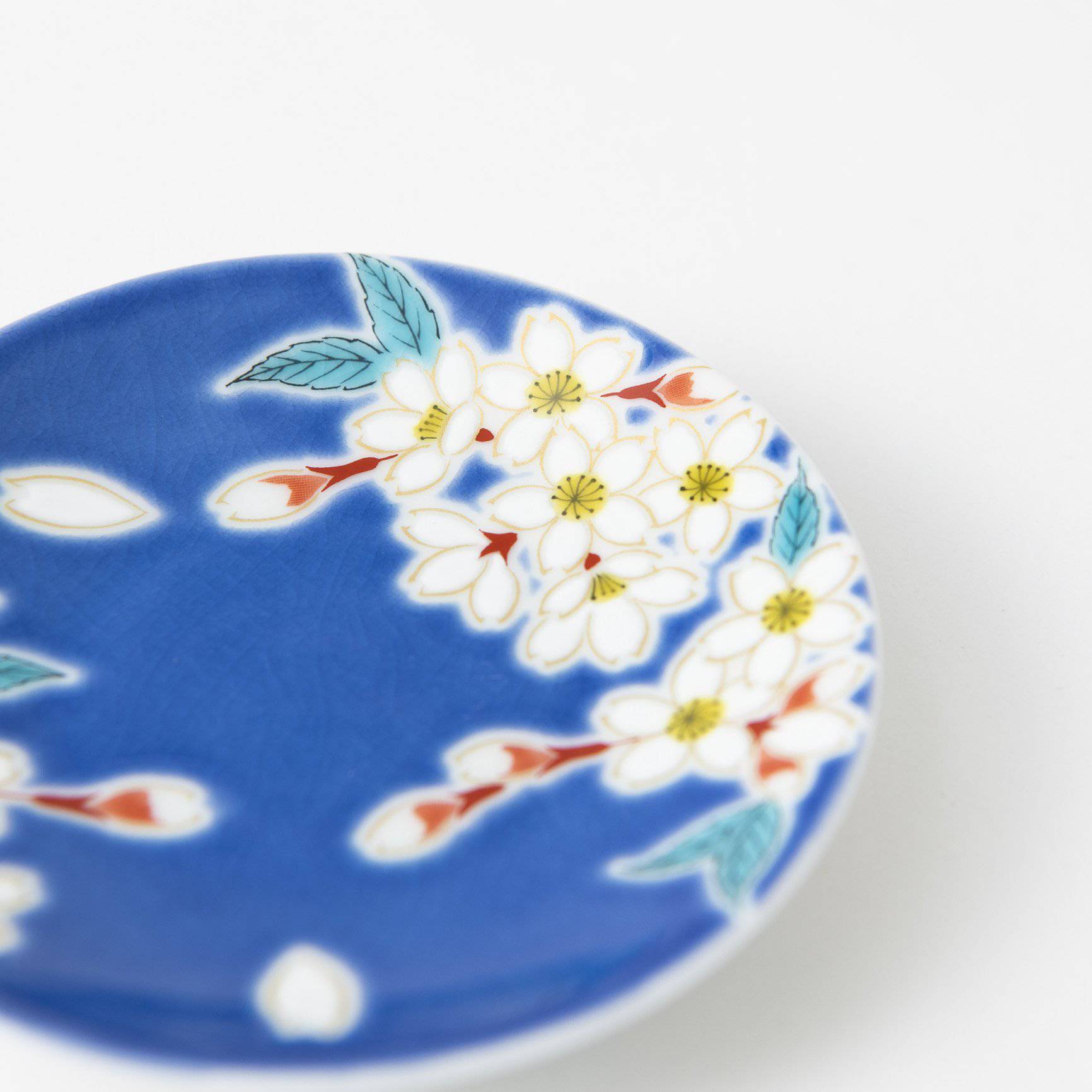 Seikou Kiln Sakura Kutani Sauce Plate - MUSUBI KILN - Quality Japanese Tableware and Gift