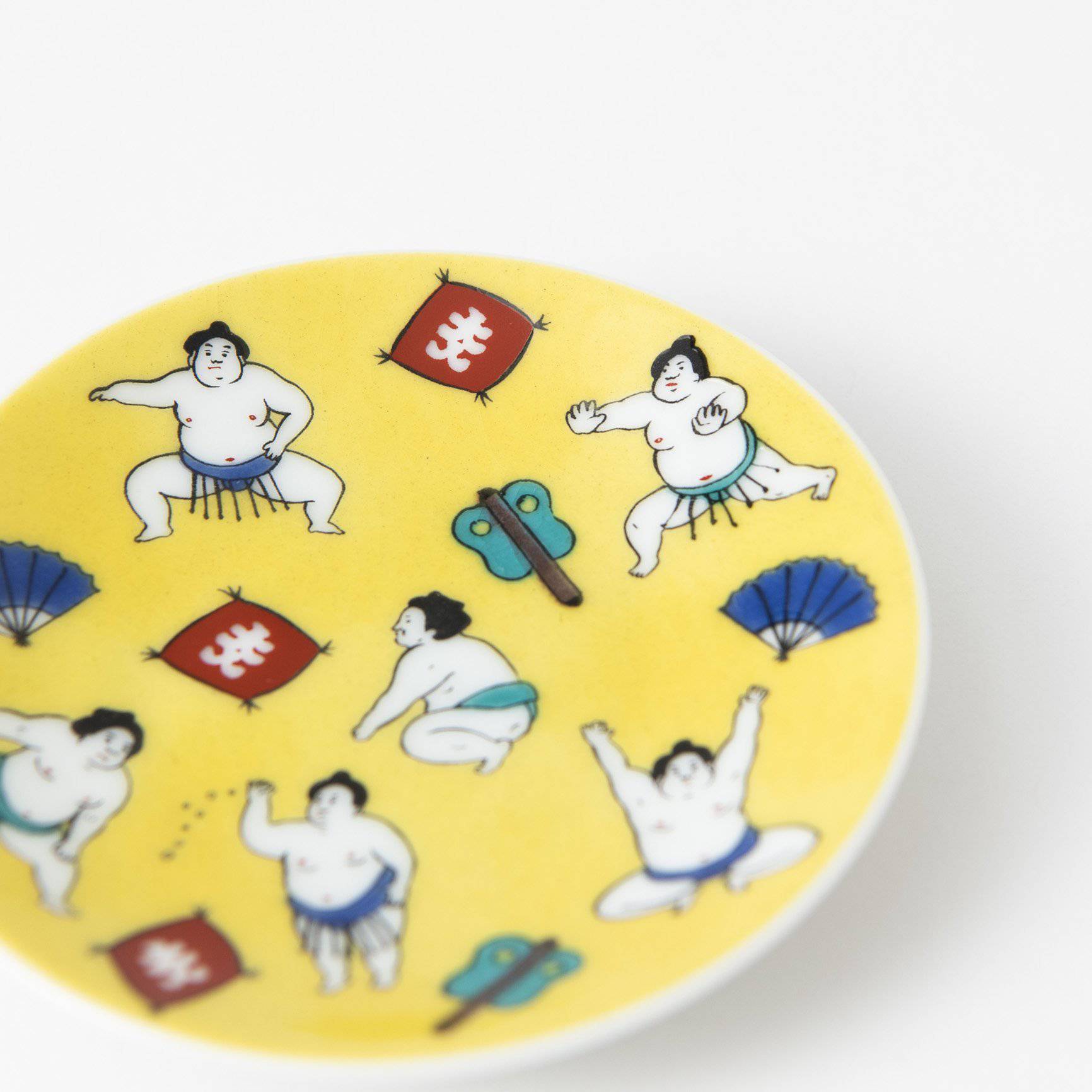 Seikou Kiln Sumo Kutani Sauce Plate - MUSUBI KILN - Quality Japanese Tableware and Gift