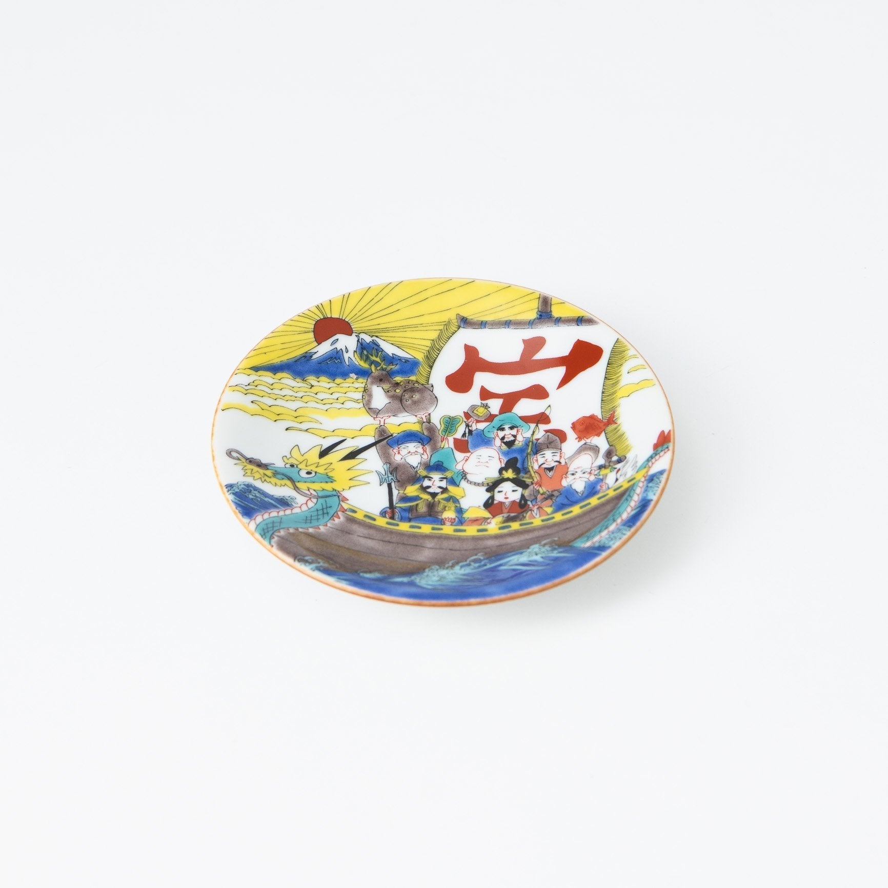 Seikou Kiln Treasure Ship Kutani Sauce Plate - MUSUBI KILN - Quality Japanese Tableware and Gift