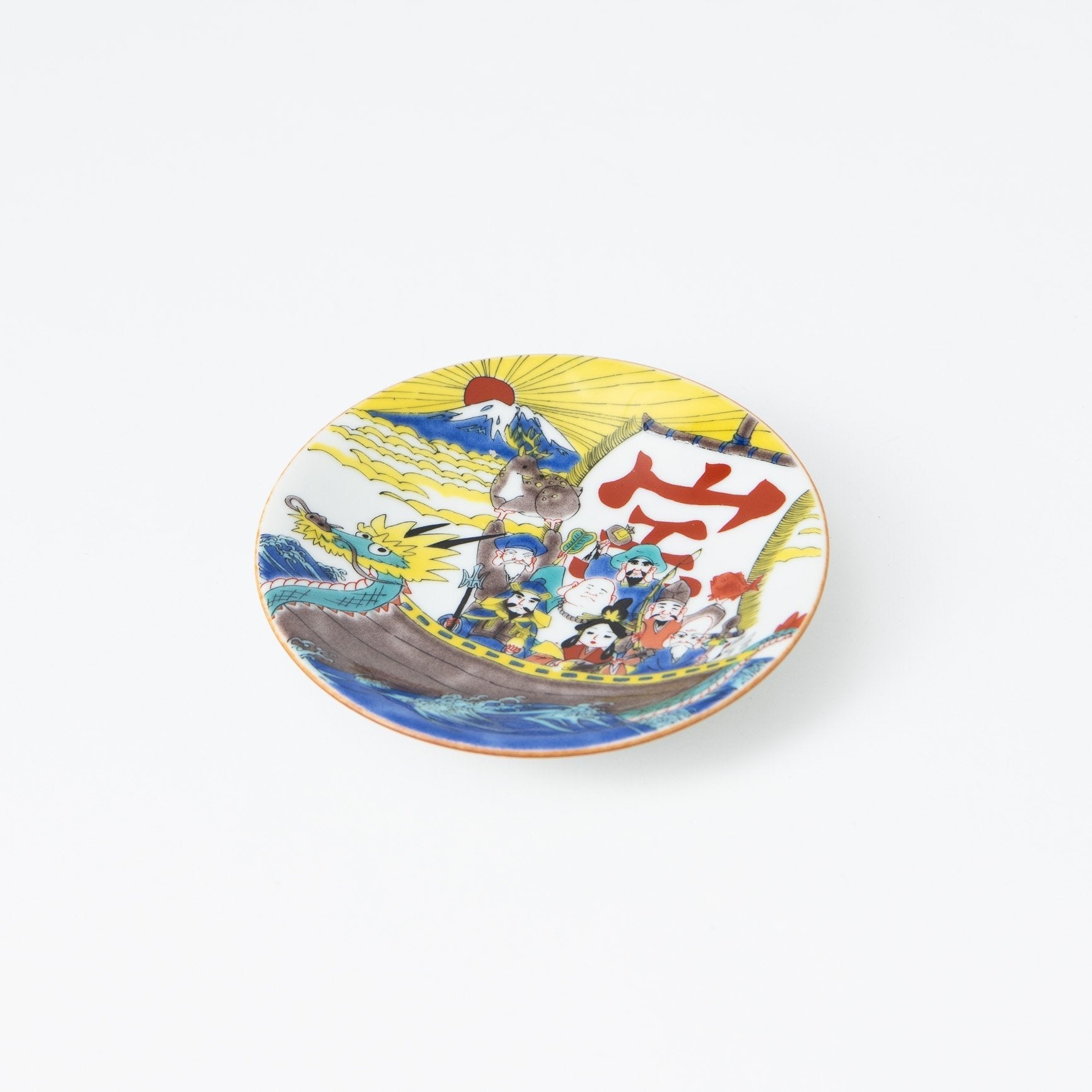 Seikou Kiln Treasure Ship Kutani Sauce Plate - MUSUBI KILN - Quality Japanese Tableware and Gift