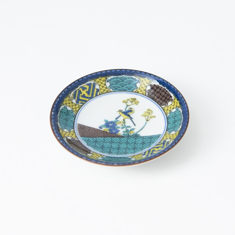 Seikou Kiln Twin Birds Kutani Sauce Plate - MUSUBI KILN - Quality Japanese Tableware and Gift