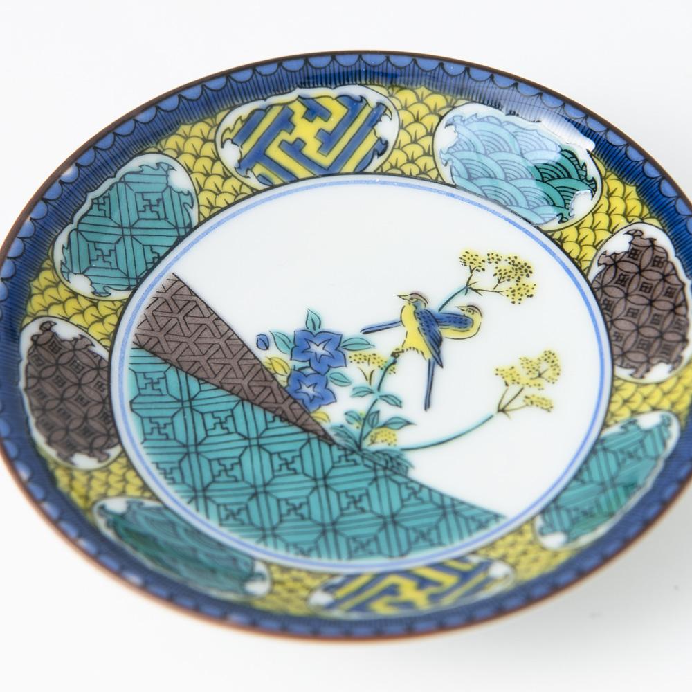 Seikou Kiln Twin Birds Kutani Sauce Plate - MUSUBI KILN - Quality Japanese Tableware and Gift