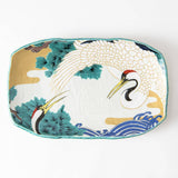 Seikou Kiln White Crane Kutani Rectangle Plate - MUSUBI KILN - Quality Japanese Tableware and Gift