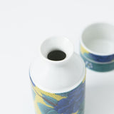 Seikou Kiln Yoshidaya Blue Peony Kutani Sake Set - MUSUBI KILN - Quality Japanese Tableware and Gift