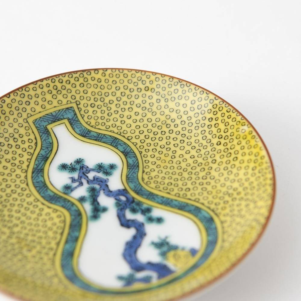 Seikou Kiln Yoshidaya Gourd Kutani Sauce Plate - MUSUBI KILN - Quality Japanese Tableware and Gift