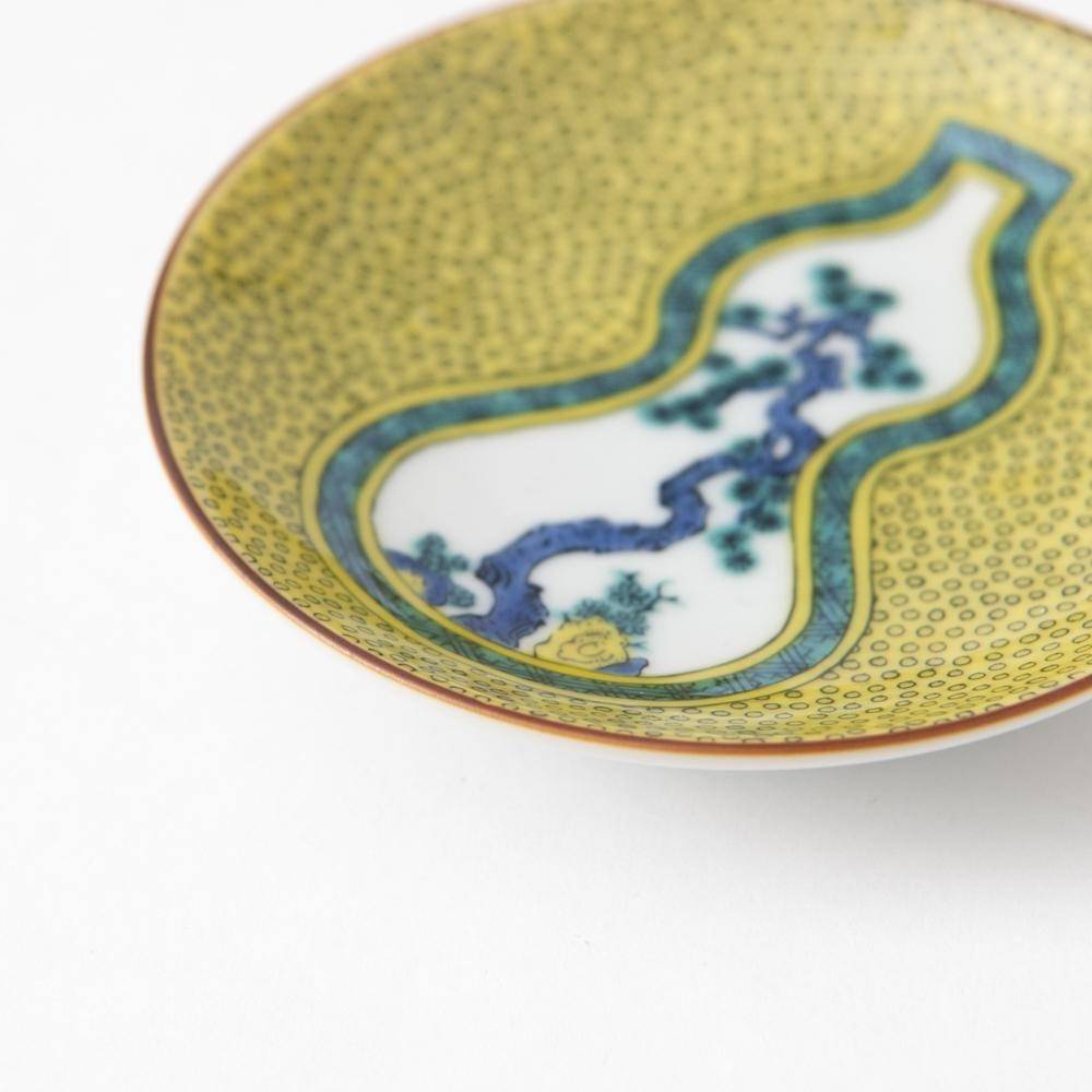 Seikou Kiln Yoshidaya Gourd Kutani Sauce Plate - MUSUBI KILN - Quality Japanese Tableware and Gift