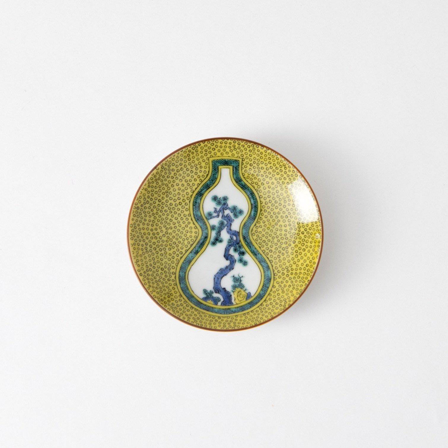 Seikou Kiln Yoshidaya Gourd Kutani Sauce Plate - MUSUBI KILN - Quality Japanese Tableware and Gift