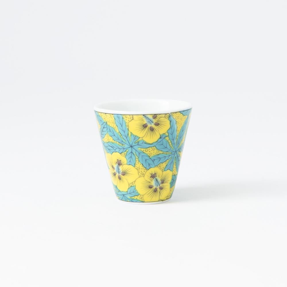 Seikou Kiln Yoshidaya Kutani Hibiscus Ochoko Sake Cup - MUSUBI KILN - Quality Japanese Tableware and Gift