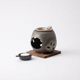 Sekiryu Cherry Blossom Green Ash Glaze Tokoname Chakoro Tea Incense Burner - MUSUBI KILN - Quality Japanese Tableware and Gift