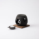 Sekiryu Diamond Pattern Black Tokoname Chakoro Tea Incense Burner - MUSUBI KILN - Quality Japanese Tableware and Gift