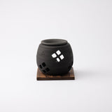 Sekiryu Diamond Pattern Black Tokoname Chakoro Tea Incense Burner - MUSUBI KILN - Quality Japanese Tableware and Gift