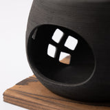 Sekiryu Diamond Pattern Black Tokoname Chakoro Tea Incense Burner - MUSUBI KILN - Quality Japanese Tableware and Gift