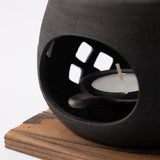 Sekiryu Diamond Pattern Black Tokoname Chakoro Tea Incense Burner - MUSUBI KILN - Quality Japanese Tableware and Gift