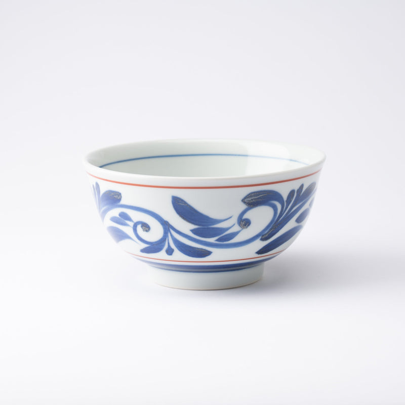 Senzan Kiln Arabesque and Red Line Tobe Donburi Bowl M - MUSUBI KILN - Quality Japanese Tableware and Gift