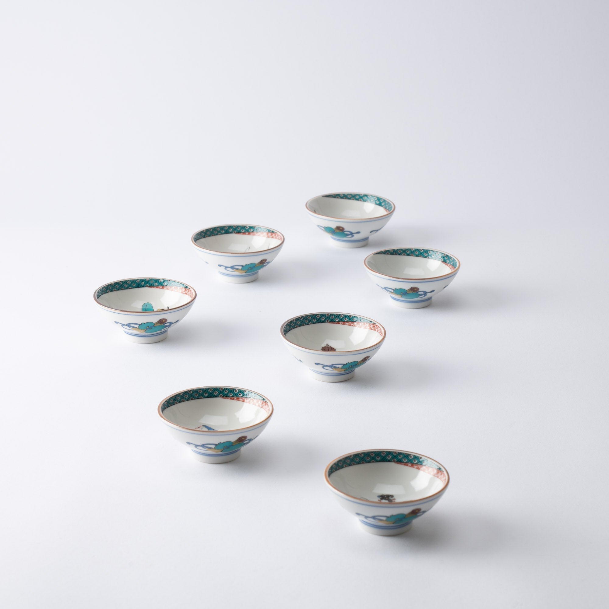 Seven Lucky Gods Kutani Ochoko Sake Cup Set - MUSUBI KILN - Quality Japanese Tableware and Gift