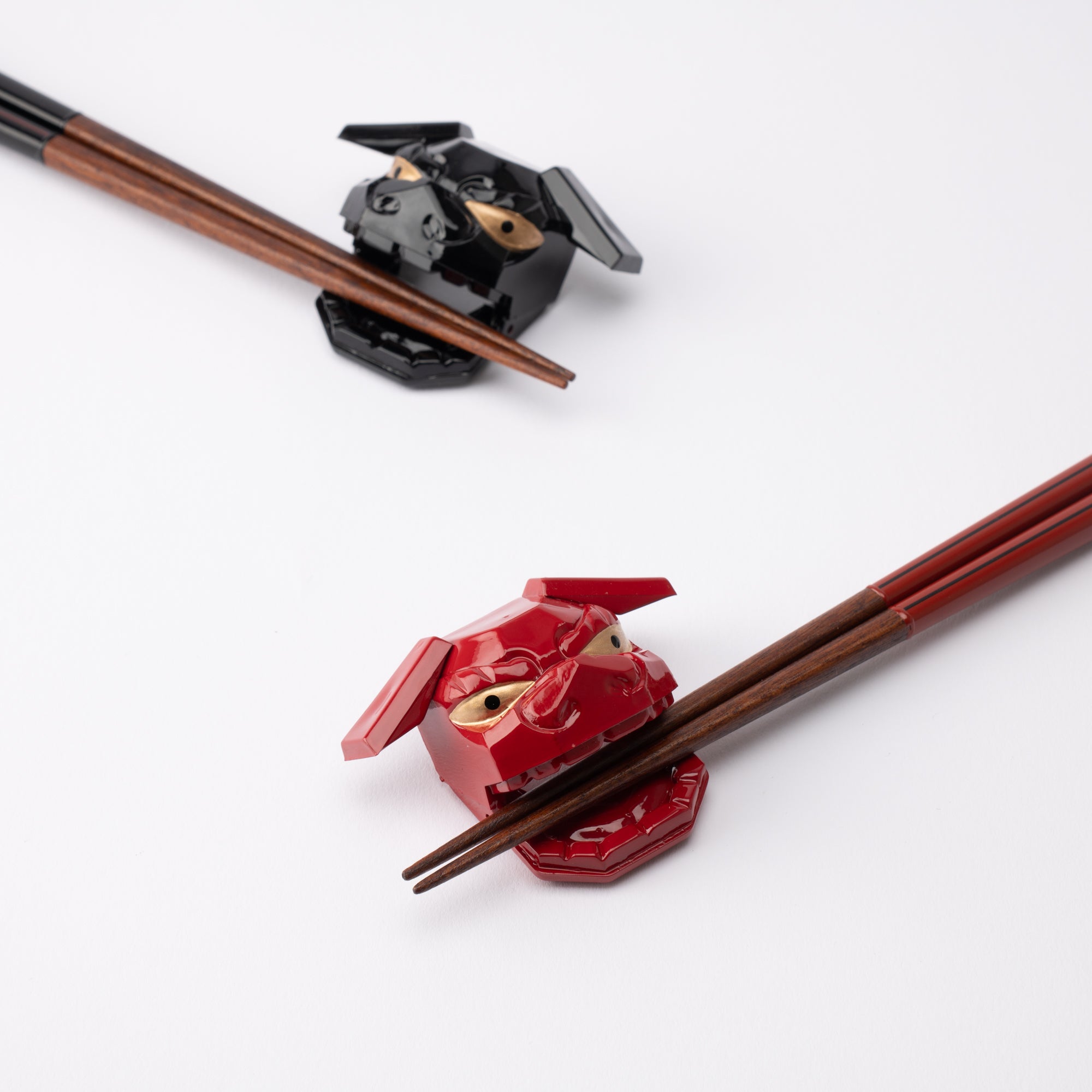 Shishimai Wakasa Lacquerware Chopsticks 23 cm (9 in) / 21 cm (8.3 in) and Chopstick Rests (Set of Two) - MUSUBI KILN - Quality Japanese Tableware and Gift