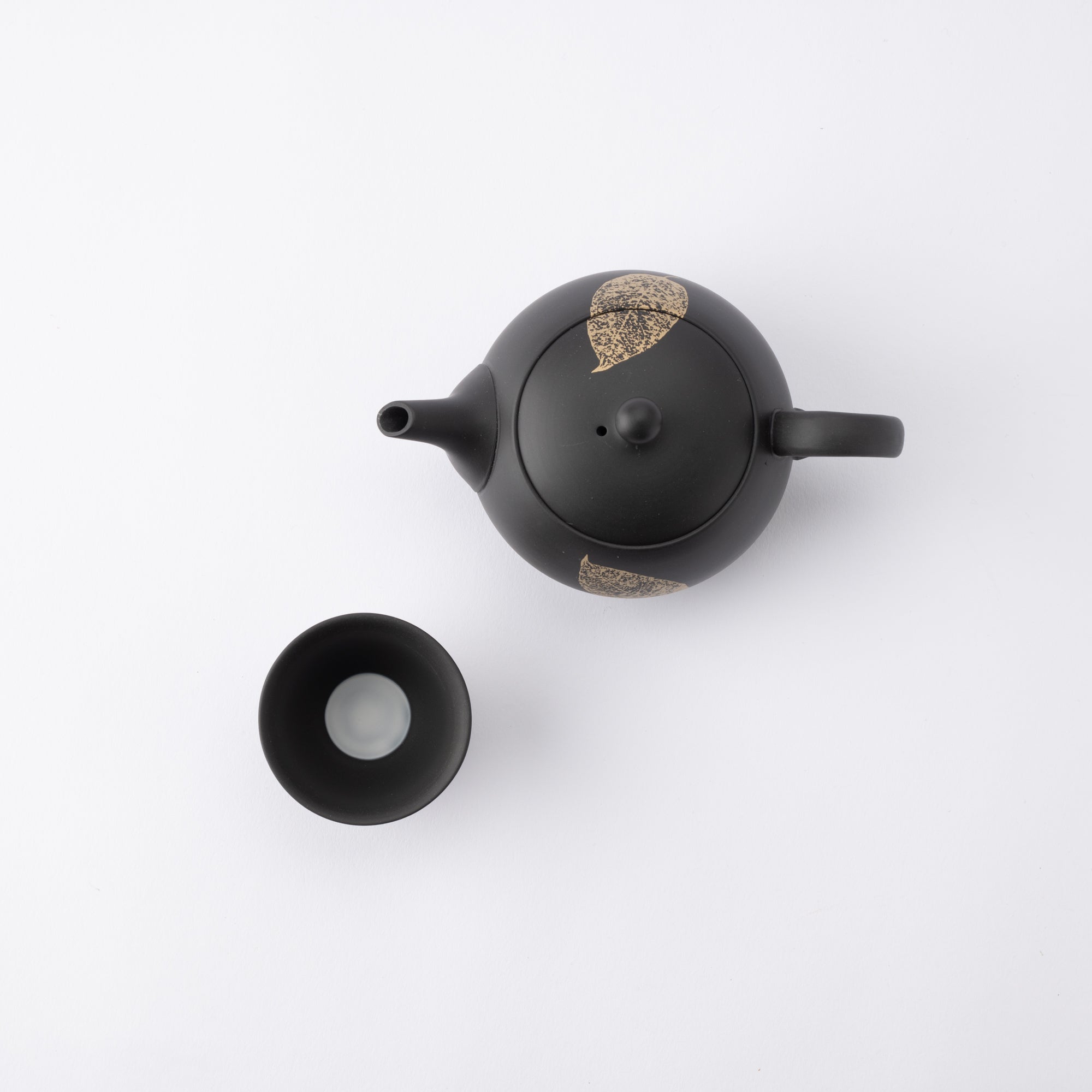 Shoho Black Leaf Tokoname Japanese Teapot Set 6.1oz(180ml) - Sasame and Ceramesh - MUSUBI KILN - Quality Japanese Tableware and Gift