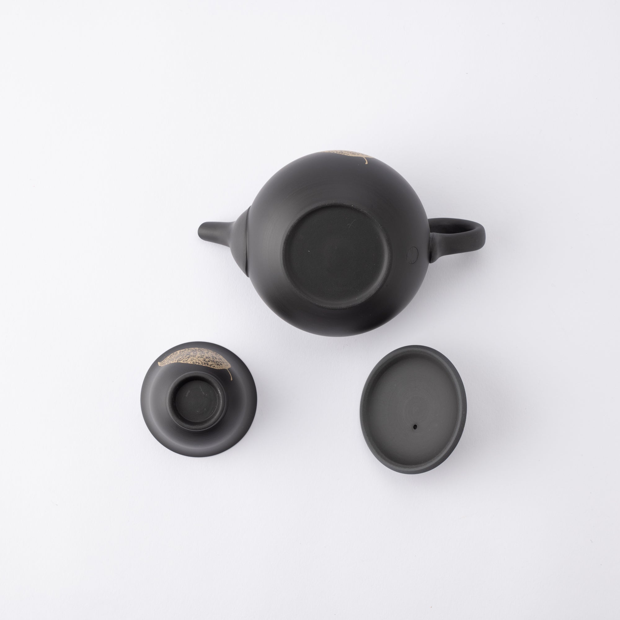 Shoho Black Leaf Tokoname Japanese Teapot Set 6.1oz(180ml) - Sasame and Ceramesh - MUSUBI KILN - Quality Japanese Tableware and Gift