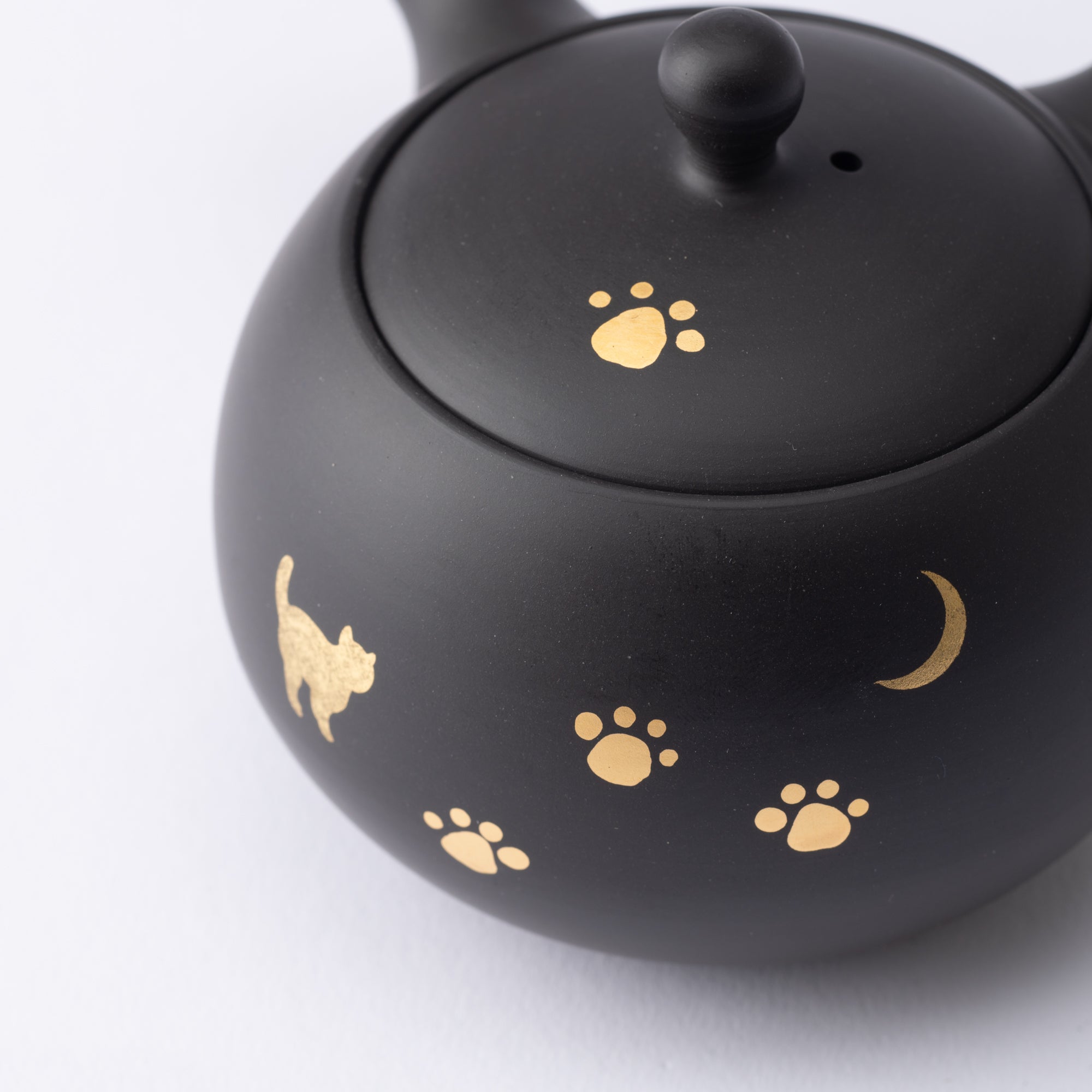 Shoho Moon And Cat Stroll Tokoname Japanese Teapot Set 6.8oz(200ml) - Sasame and Ceramesh - MUSUBI KILN - Quality Japanese Tableware and Gift